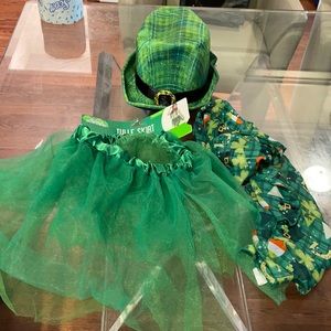 Leprechaun Halloween outfit Hat - skirt - scarf NWT